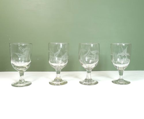 Set of Four 19th C Glass Rummers