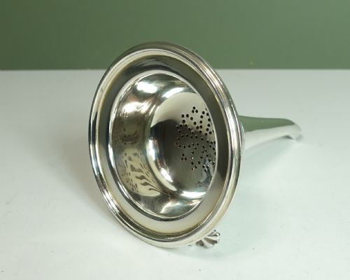 19th C Silver Plated Wine Funnel