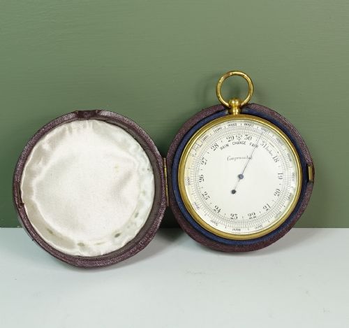 Large 19th C Pocket Travel Barometer