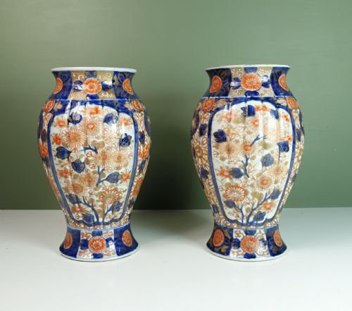 Pair of 19th C Imari Vases