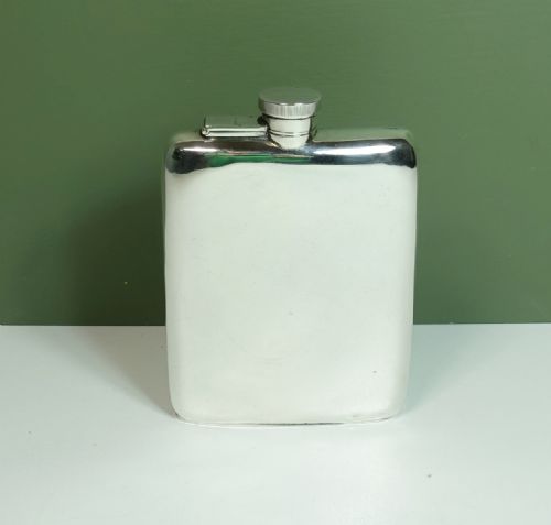 Solid Silver Hip Flask 1916