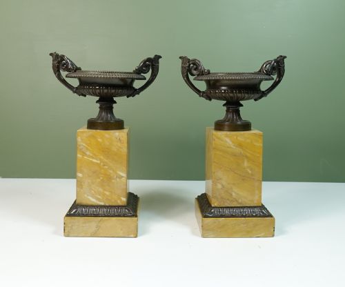 Pair of Regency Bronze & Marble Tazza