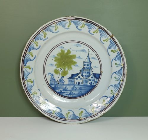 18th C Tin Glazed Polychrome Charger