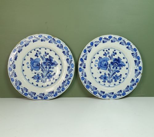 Pair of 18th C Delft Plates