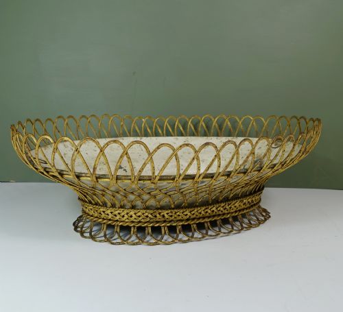 19th C Gilt Wire Work Basket