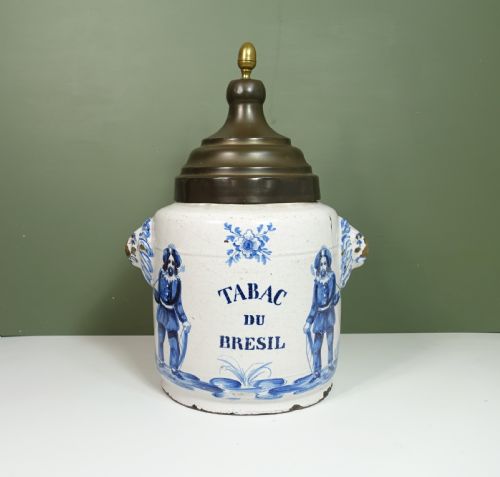 18th C Delft Tobacco Jar