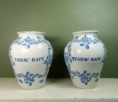 Pair of 18th C Delft Jars