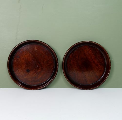 Pair of 18th C Mahogany Coasters