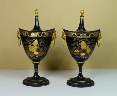Pair of Tole Chestnut Vases C1800