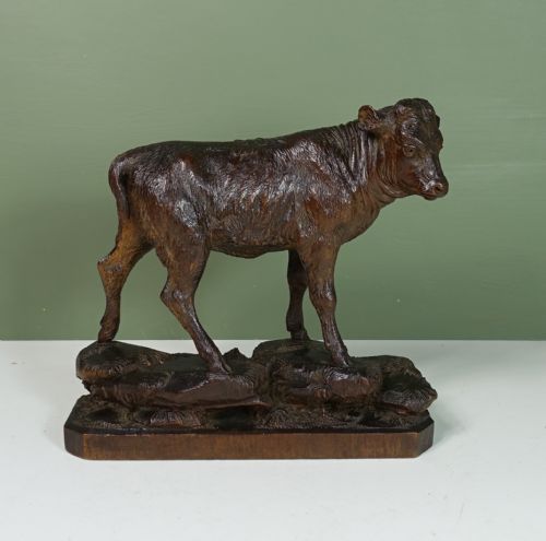 19th C Carved Limewood Calf