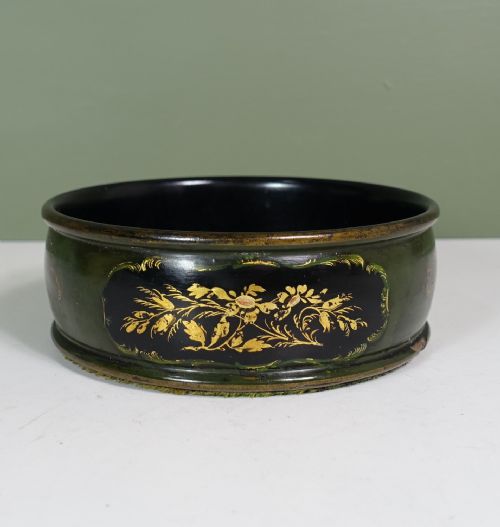 19th C Papier Mache Decanter, Bottle Coaster