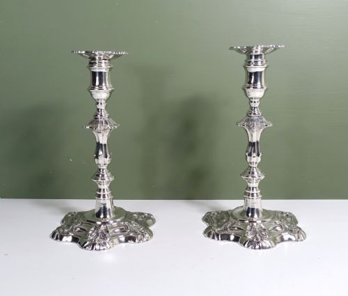Pair of 19th C Silver Candlesticks