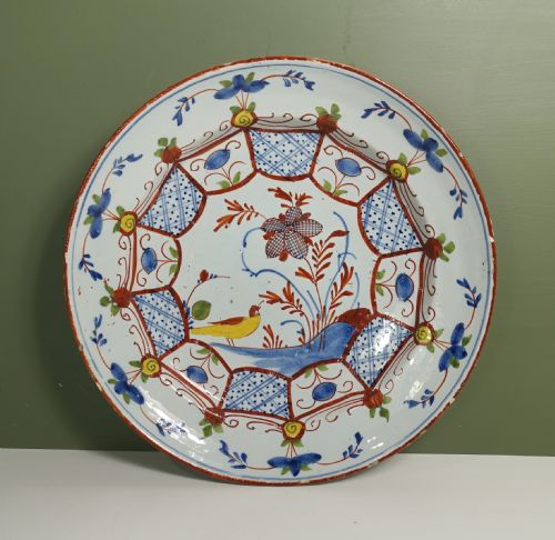 18th C Delft Polychrome Charger