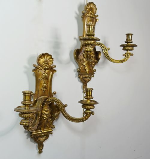 PAIR OF 19TH C BRONZE WALL LIGHTS - ADDITIONAL PHOTO 4
