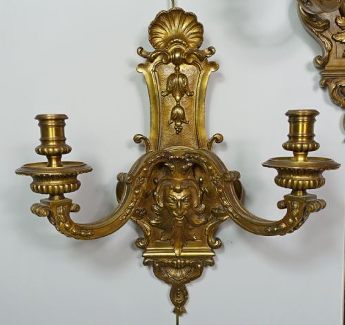 PAIR OF 19TH C BRONZE WALL LIGHTS - ADDITIONAL PHOTO 5
