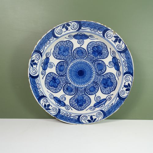 Unusual Large 18th C Delft Charger