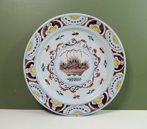 18th C Delft Polychrome Charger