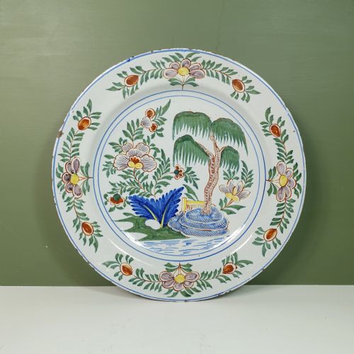 Early 18th C Delft Polychrome Charger