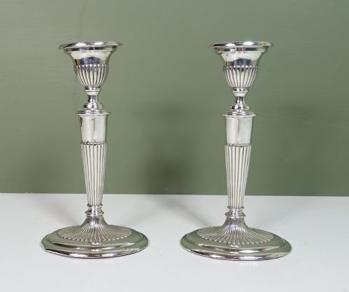 Pair of Silver Candlesticks, Chester 1914