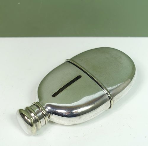 19th C Silver Plated Hip Flask