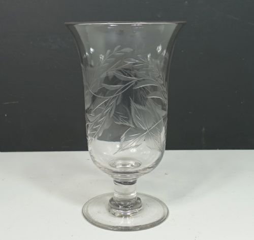 19th C Engraved Glass Celery Vase