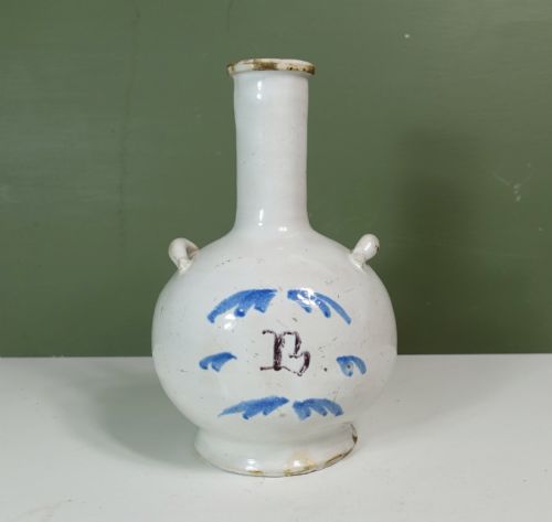 18th C Tin Glazed Wine Flask