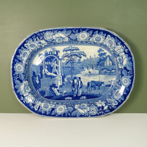 19th C Blue & White Meat Plate