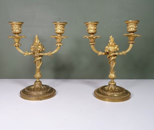 Pair of 19th C Ormolu Candlesticks