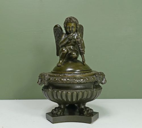 Regency Bronze Vase & Cherub Cover