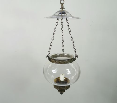 19th C Glass Hanging Lantern
