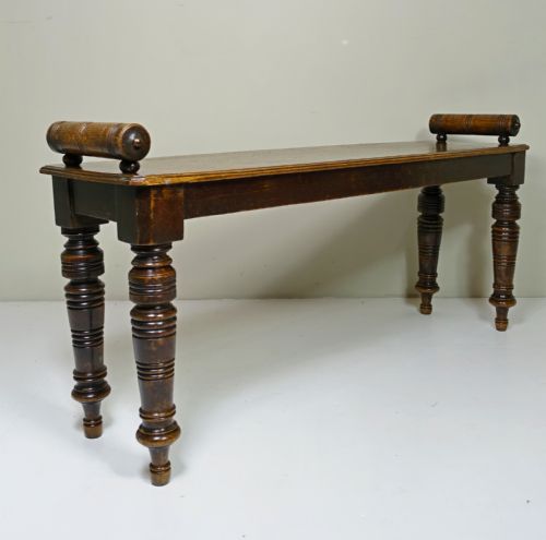 19th C Oak Hall Bench, Window Seat