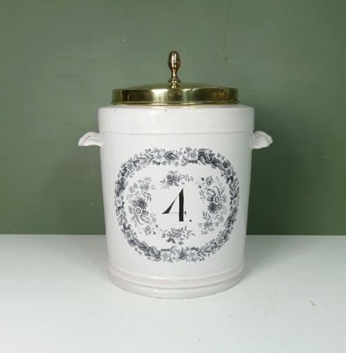 Early 19th C Tin Glaze Jar & Cover
