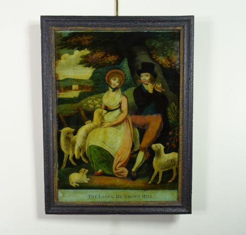 19th C Glass Picture 'The Lass of Richmond Hill'