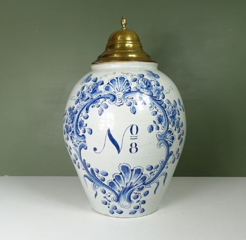 18th C Delft Jar & Cover