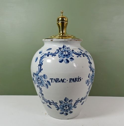 Mid 18th C Delft Jar Tabac Paris