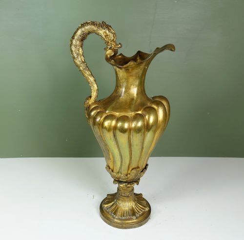 19th C Gilt Bronze Ewer, Vase
