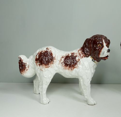 PAIR OF LARGE 19TH C STAFFORDSHIRE DOGS - ADDITIONAL PHOTO 3