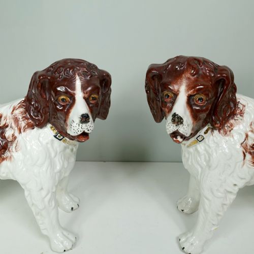 PAIR OF LARGE 19TH C STAFFORDSHIRE DOGS - ADDITIONAL PHOTO 4
