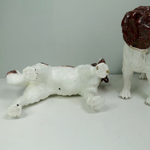 PAIR OF LARGE 19TH C STAFFORDSHIRE DOGS - ADDITIONAL PHOTO 5