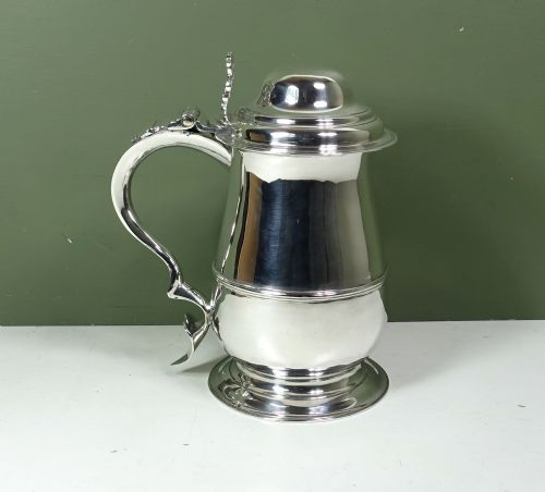 Large 18th C Solid Silver Tankard