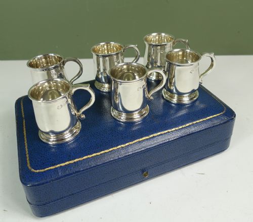 Boxed Set of Six Silver Stirrup Mugs
