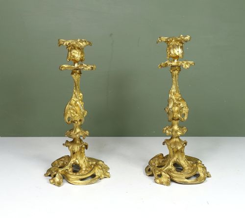 Pair of 18th C Ormolu Candlesticks