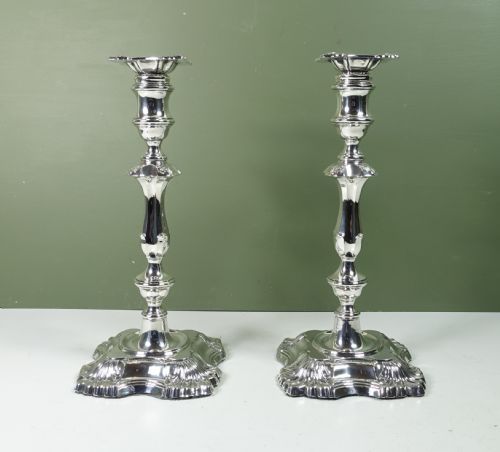 Large Pair of Silver Candlesticks