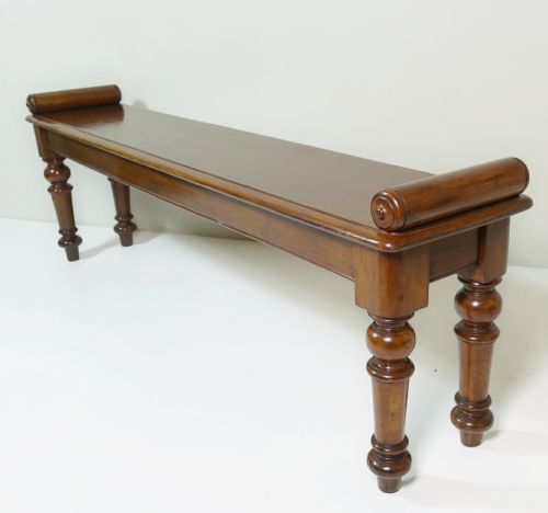 Long 19th C Mahogany Hall Bench