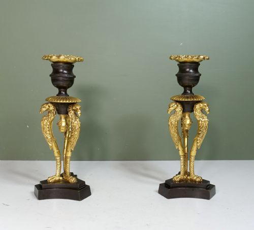 Pair of Ormolu & Bronze Candleticks 1820