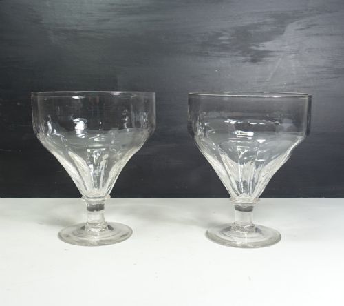 Pair of Large 19th C Glass Goblets