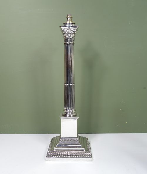 19th C Silver Plated Lamp Base