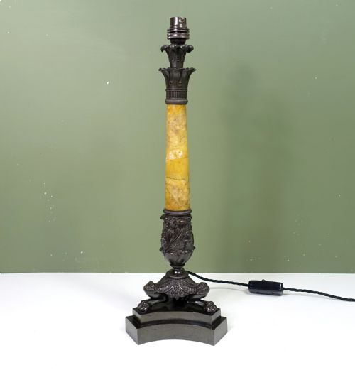 19th C Bronze & Marble Lamp Base