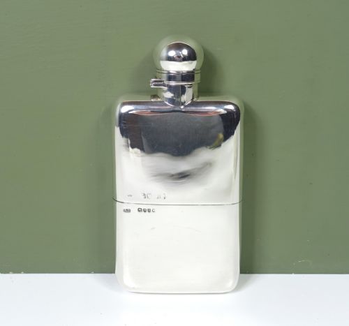 Solid Silver Hip Flask, London 1890