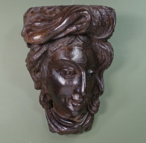18th C Carved Oak Mask